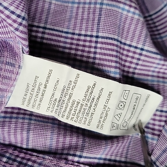 Izod purple plaid button-down,  size M - Picture 9 of 10